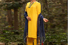 Advaya . अद्वया | Hand Embroidered Chanderi Silk Kurta Set with Organza Dupatta (Set of 3)