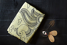 Kopal | Handmade ~ Kalamkari Silk Saree - Peacock Motif