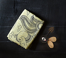 Kopal | Handmade ~ Kalamkari Silk Saree - Peacock Motif