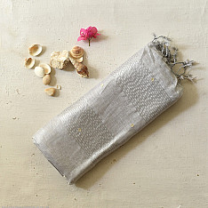 Kopal ~ Linen Saree - Bead Hand Embroidered 