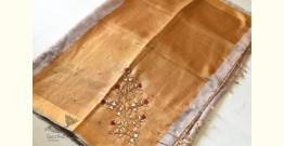 Kopal ✹  Handloom Tissue Linen Saree ~ Silver & Golden Bead Embroidered