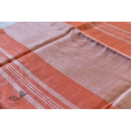 handloom linen peach color saree