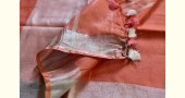 handloom linen peach color saree