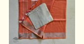 handloom linen peach color saree