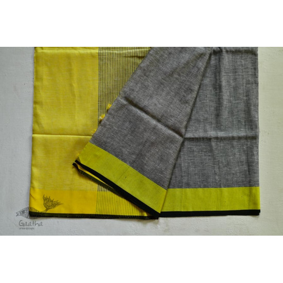 handloom linen grey saree