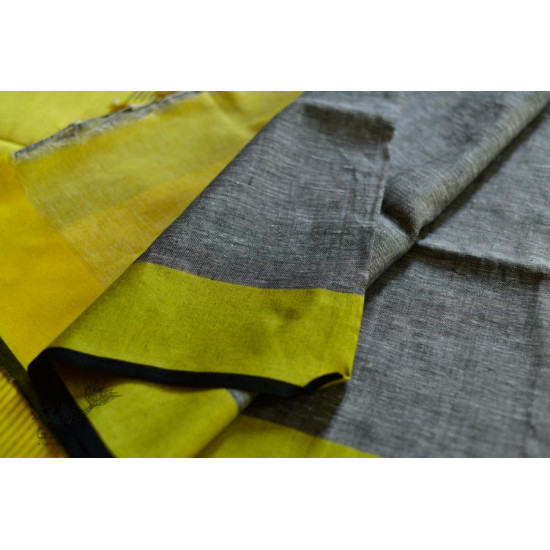 handloom linen grey saree