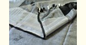 handloom linen saree - balk and silver color