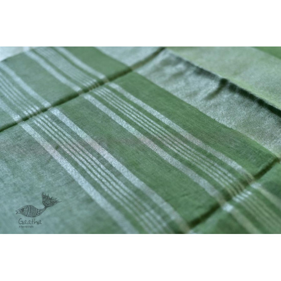 handloom linen saree - grey green color