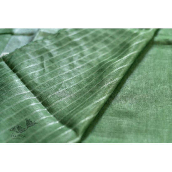 handloom linen saree - grey green color