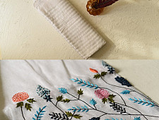 Kopal ✯ Handloom Tissue Linen White Saree - Hand Embroidery