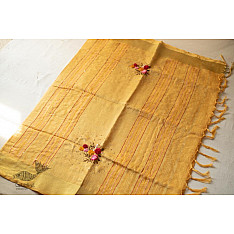 Kopal ✲ Handloom Linen Saree - Hand Embroidered - Yellow  