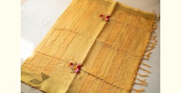 Kopal ✲ Handloom Linen Saree - Hand Embroidered - Yellow  