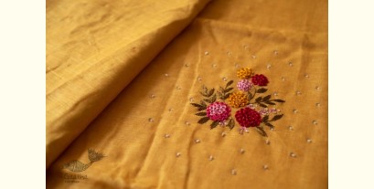 Kopal ✲ Handloom Linen Saree - Hand Embroidered - Yellow  