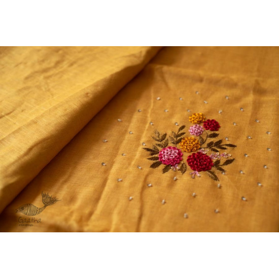 shop Handloom Linen Saree - Hand Embroidered