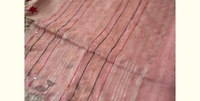 Kopal ✲ Handloom Linen Saree - Hand Embroidered - Light Pink