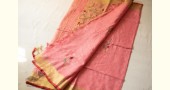 shop Handloom Linen Saree - Hand Embroidered