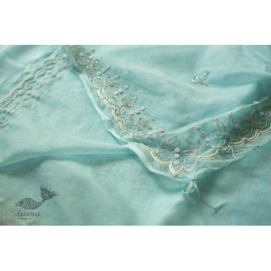 shop Handloom Organza Saree - Hand Embroidered Glass Beads