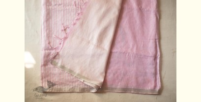 Kopal ✲ Handloom Linen Saree - Hand Embroidered - Baby Pink Color