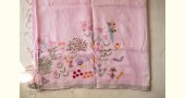 shop Handloom Linen Saree - Hand Embroidered  - Baby Pink Color