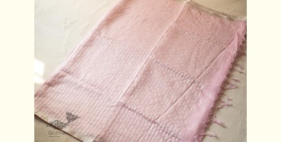 Kopal ✲ Handloom Linen Saree - Hand Embroidered - Baby Pink Color