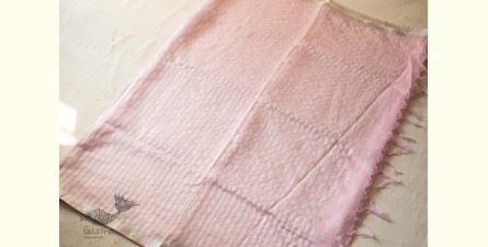 Kopal ✲ Handloom Linen Saree - Hand Embroidered - Baby Pink Color