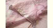 shop Handloom Linen Saree - Hand Embroidered  - Baby Pink Color