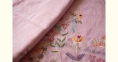 shop Handloom Linen Saree - Hand Embroidered  - Baby Pink Color