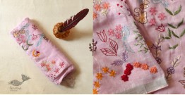 Kopal ✲ Handloom Linen Saree - Hand Embroidered - Baby Pink Color