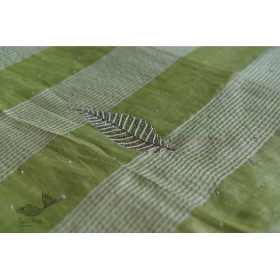 Handloom hand embroidered Linen Saree