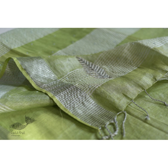 Handloom hand embroidered Linen Saree