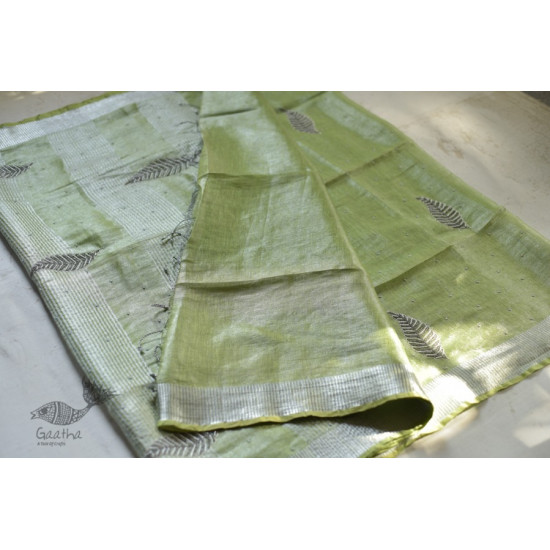 Handloom hand embroidered Linen Saree