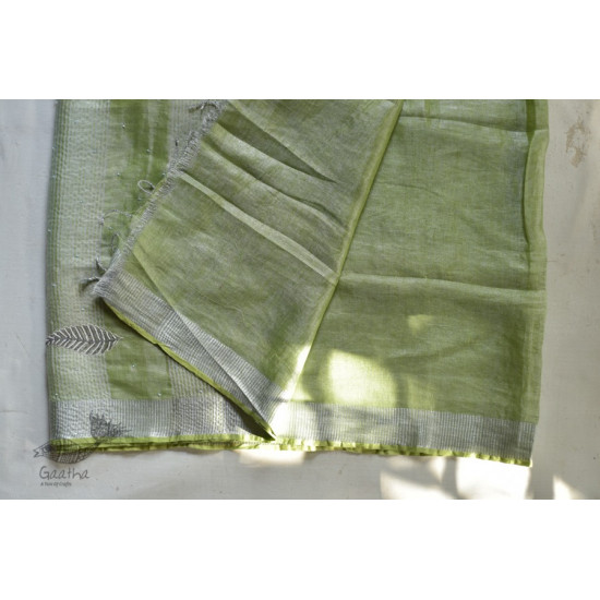 Handloom hand embroidered Linen Saree