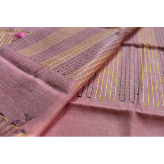 Tissue linen handloom embroidered saree