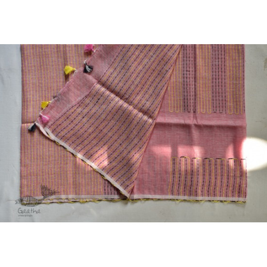 Tissue linen handloom embroidered saree