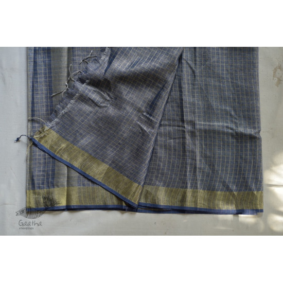 Tissue linen handloom grey saree