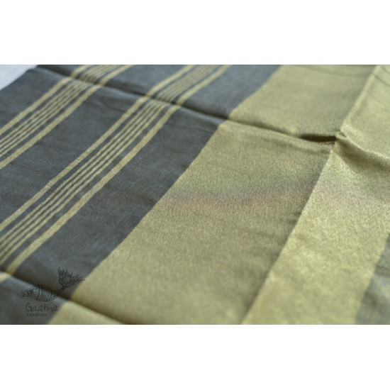 linen handloom saree - black and silver color