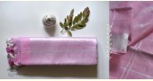 Tissue linen handloom light pink with zari border saree