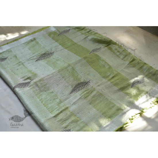 Handloom hand embroidered Linen Saree