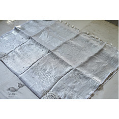 Kopal | Handloom Hand Embroidered White Silver Linen Saree ~ 4