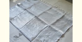 Kopal | Handloom Hand Embroidered White Silver Linen Saree ~ 4