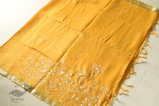 Kopal ✯ Handloom Tissue Linen Yellow Saree - Embroidered 2