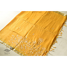 Kopal ✯ Handloom Tissue Linen Yellow Saree - Embroidered 2