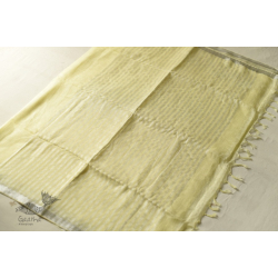 Kopal ✯ Handloom Tissue Linen Light Yellow Saree - Hand Embroidered