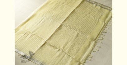 Kopal ✯ Handloom Tissue Linen Light Yellow Saree - Hand Embroidered