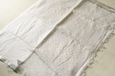 Kopal ✯ Handloom Tissue Linen White Saree - Hand Embroidery