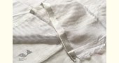 shop Handloom Tissue Linen White Saree - Hand Embroidery