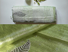 Kopal | Handloom Hand Embroidered Linen Saree ~ 1