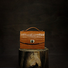 रिक्त . Rikt | Leather ~ Box Sling - Light Tan