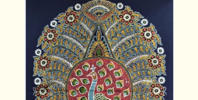 Art from Banni ~ Rogan Art Painting ( 20" X 12" ) - Peacock & Feathers