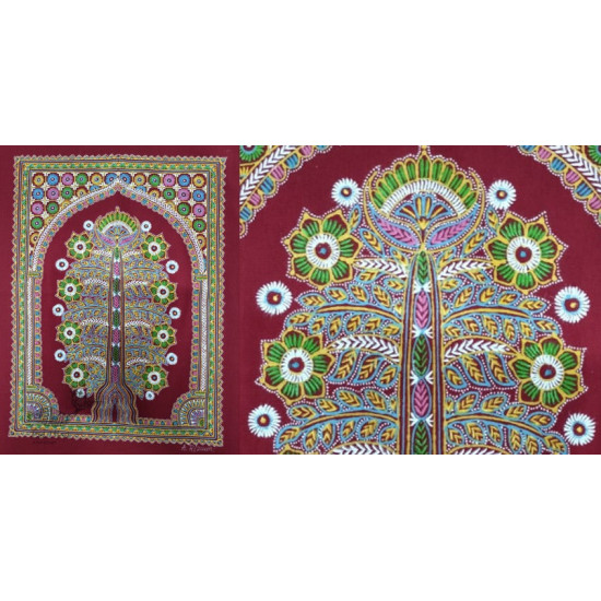 shop rogan art painting from gujarat - maroon background